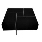 Coffee Table with 4 Hidden Storage Compartments, Square Sliding Top Center Table for Living Room