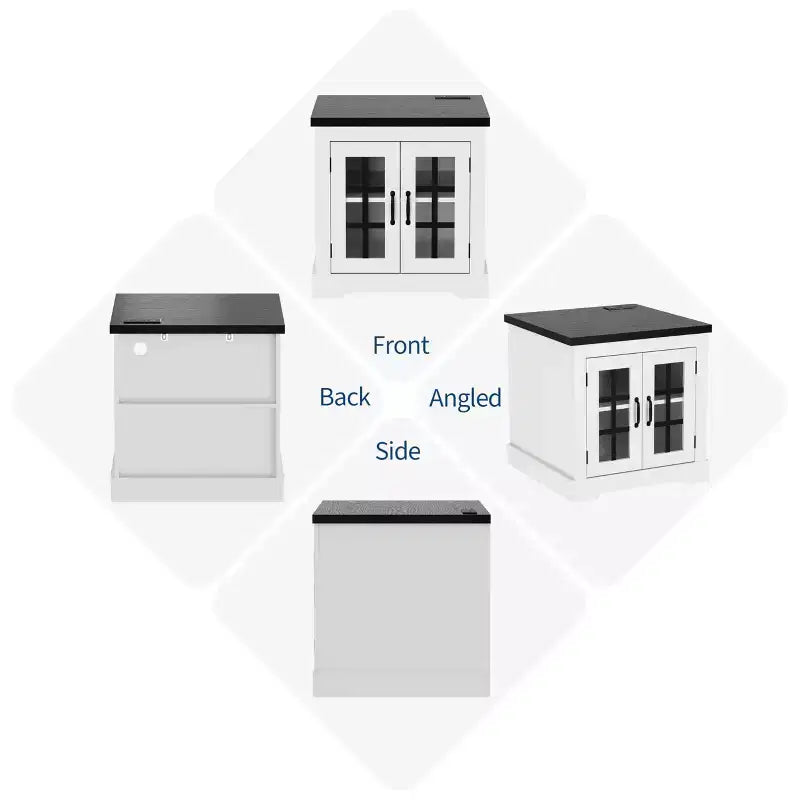 Buffet Cabinet with Storage, Sideboard Buffet with Glass Doors, Built-in Power Outlet, Black Relief Top Plate, for Kitchen