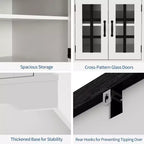 Buffet Cabinet with Storage, Sideboard Buffet with Glass Doors, Built-in Power Outlet, Black Relief Top Plate, for Kitchen