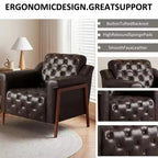 Dyonery A leather-decorated chair in medieval style, with sturdy wooden legs and backrest, suitable for small spaces, Brown