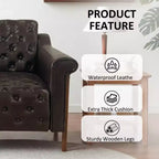 Dyonery A leather-decorated chair in medieval style, with sturdy wooden legs and backrest, suitable for small spaces, Brown