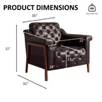 Dyonery A leather-decorated chair in medieval style, with sturdy wooden legs and backrest, suitable for small spaces, Brown
