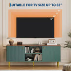 55in TV Stand for TVs Up to 65, Fluted Media TV Console Entertainment Center with 2 Doors and Adjustable Shelf Soft
