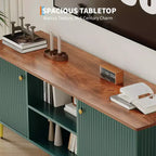 55in TV Stand for TVs Up to 65, Fluted Media TV Console Entertainment Center with 2 Doors and Adjustable Shelf Soft