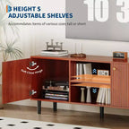 55in TV Stand for TVs Up to 65, Fluted Media TV Console Entertainment Center with 2 Doors and Adjustable Shelf Soft