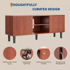 55in TV Stand for TVs Up to 65, Fluted Media TV Console Entertainment Center with 2 Doors and Adjustable Shelf Soft