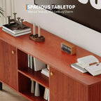 55in TV Stand for TVs Up to 65, Fluted Media TV Console Entertainment Center with 2 Doors and Adjustable Shelf Soft
