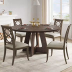 Tavolo da pranzo rotondo da 47,2 pollici in stile fattoria, tavolo da cucina con effetto legno MDF per sala da pranzo, angolo colazione e riunioni quotidiane