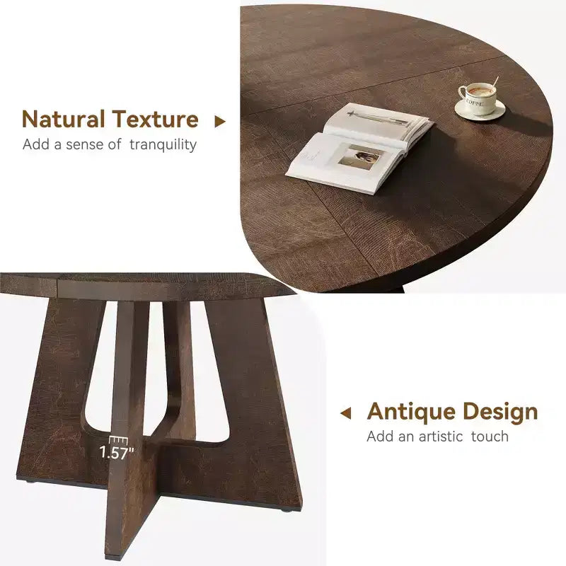 Tavolo da pranzo rotondo da 47,2 pollici in stile fattoria, tavolo da cucina con effetto legno MDF per sala da pranzo, angolo colazione e riunioni quotidiane