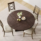 Tavolo da pranzo rotondo da 47,2 pollici in stile fattoria, tavolo da cucina con effetto legno MDF per sala da pranzo, angolo colazione e riunioni quotidiane