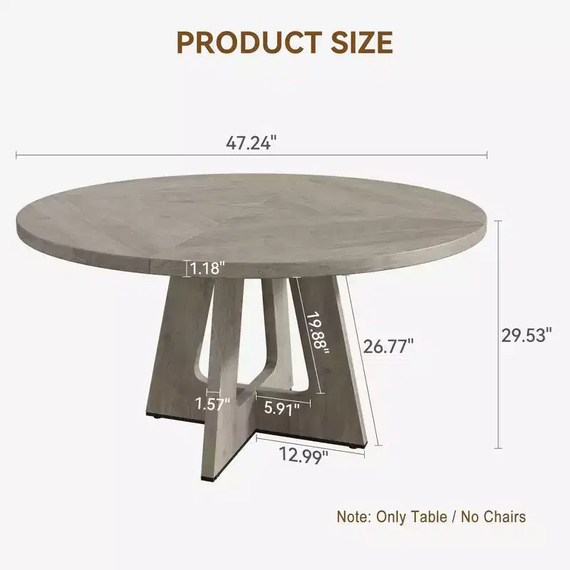 Tavolo da pranzo rotondo da 47,2 pollici in stile fattoria, tavolo da cucina con effetto legno MDF per sala da pranzo, angolo colazione e riunioni quotidiane
