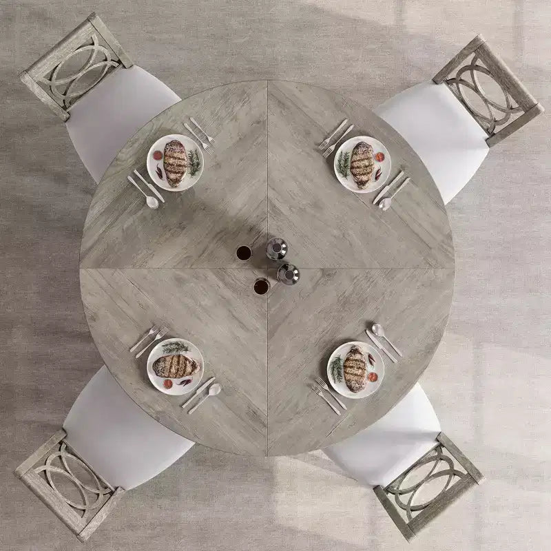 Tavolo da pranzo rotondo da 47,2 pollici in stile fattoria, tavolo da cucina con effetto legno MDF per sala da pranzo, angolo colazione e riunioni quotidiane