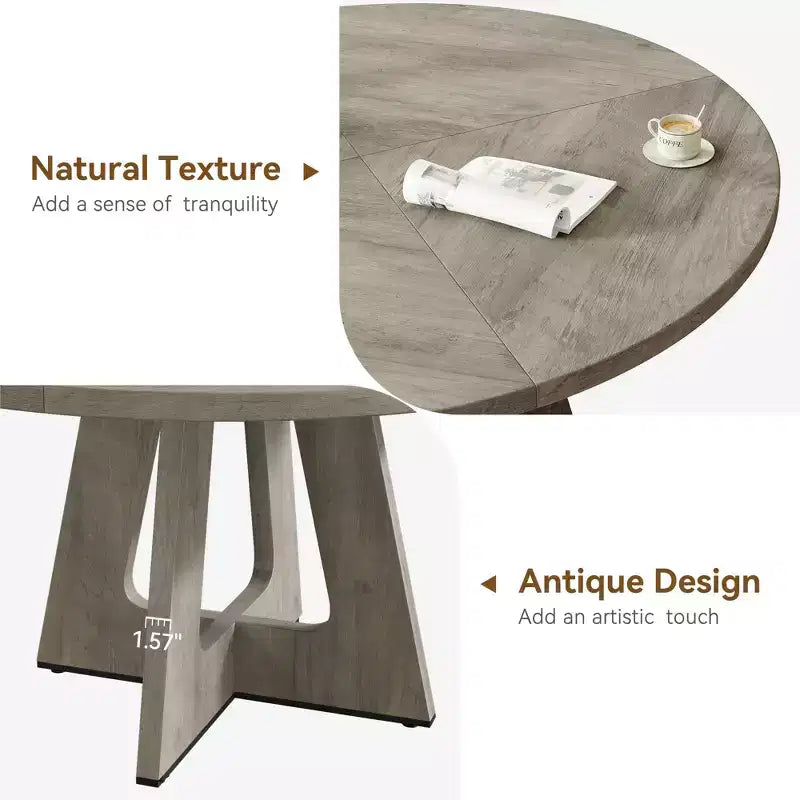 Tavolo da pranzo rotondo da 47,2 pollici in stile fattoria, tavolo da cucina con effetto legno MDF per sala da pranzo, angolo colazione e riunioni quotidiane