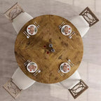 Tavolo da pranzo rotondo da 47,2 pollici in stile fattoria, tavolo da cucina con effetto legno MDF per sala da pranzo, angolo colazione e riunioni quotidiane