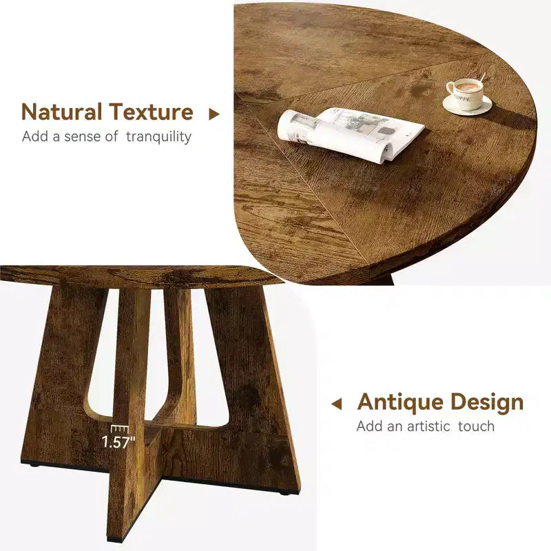 Tavolo da pranzo rotondo da 47,2 pollici in stile fattoria, tavolo da cucina con effetto legno MDF per sala da pranzo, angolo colazione e riunioni quotidiane