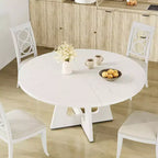 Tavolo da pranzo rotondo da 47,2 pollici in stile fattoria, tavolo da cucina con effetto legno MDF per sala da pranzo, angolo colazione e riunioni quotidiane