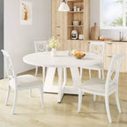 Tavolo da pranzo rotondo da 47,2 pollici in stile fattoria, tavolo da cucina con effetto legno MDF per sala da pranzo, angolo colazione e riunioni quotidiane