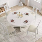 Tavolo da pranzo rotondo da 47,2 pollici in stile fattoria, tavolo da cucina con effetto legno MDF per sala da pranzo, angolo colazione e riunioni quotidiane