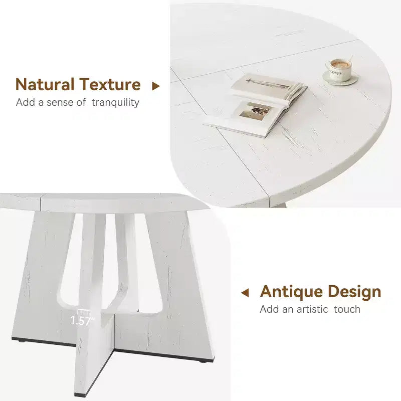 Tavolo da pranzo rotondo da 47,2 pollici in stile fattoria, tavolo da cucina con effetto legno MDF per sala da pranzo, angolo colazione e riunioni quotidiane