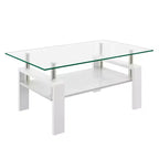 Fun little toys brand Rectangle Coffee Table, Tempered Glass Tabletop with MDF Layer, Modern Table for Living Room , Transparent Glass