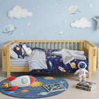 JVNOXK Letto a piattaforma in legno a grandezza naturale per bambini, letto in legno naturale a basso profilo con sponde di sicurezza per bambini e bambine