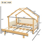 JVNOXK Twin Size Wood Treehouse bed with Soft Cushion Rails,for Kids, Teens, Girls, Boys,White