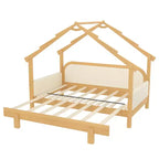 JVNOXK Twin Size Wood Treehouse bed with Soft Cushion Rails,for Kids, Teens, Girls, Boys,White