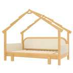 JVNOXK Twin Size Wood Treehouse bed with Soft Cushion Rails,for Kids, Teens, Girls, Boys,White