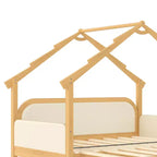 JVNOXK Twin Size Wood Treehouse bed with Soft Cushion Rails,for Kids, Teens, Girls, Boys,White
