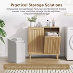 GDFStudio Simone Modern 70 Wooden Laundry Hamper Cabinet with Removable Basket