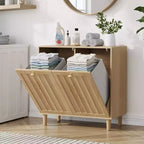 GDFStudio Simone Modern 70 Wooden Laundry Hamper Cabinet with Removable Basket
