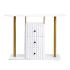 47.2in White Console Table with 3-Drawer Storage  Modern Glam Side Table