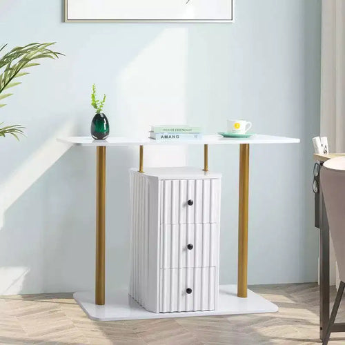 47.2in White Console Table with 3-Drawer Storage  Modern Glam Side Table
