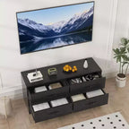 Adjustable Height Modern TV Stand, Media Console with 4 Drawers for Living Room Bedroom Office