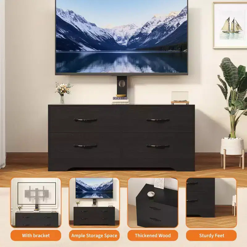 Adjustable Height Modern TV Stand, Media Console with 4 Drawers for Living Room Bedroom Office