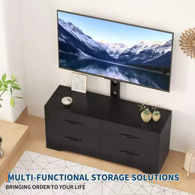 Adjustable Height Modern TV Stand, Media Console with 4 Drawers for Living Room Bedroom Office