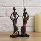 NotArt Exotic African Lady Resin Figurine - 16.5cm Handcrafted Sculpture in Floral Attire with