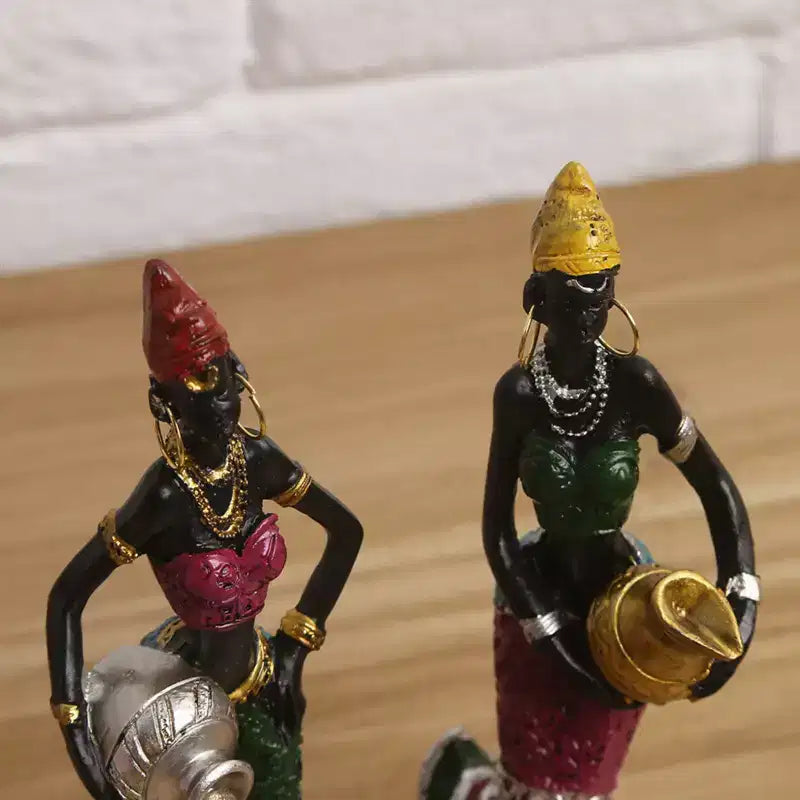 NotArt Exotic African Lady Resin Figurine - 16.5cm Handcrafted Sculpture in Floral Attire with