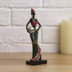 NotArt Exotic African Lady Resin Figurine - 16.5cm Handcrafted Sculpture in Floral Attire with