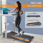 NAYSAYE Tapis Roulant da Camminata Sottoscrivania con Inclinazione 8%, Tapis Roulant Compatto per Esercizi a Casa per Piccoli Spazi, Nero, 37.8*22*6.7