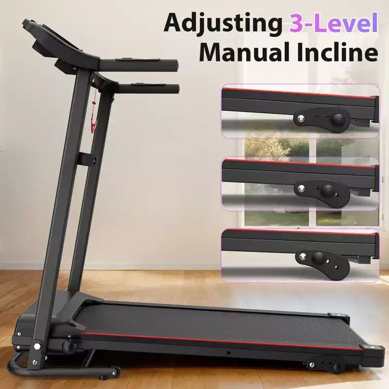 NAYSAYE Tapis Roulant Inclinabile Pieghevole, Macchina da Corsa/Camminata con Cardiofrequenzimetro e Portabicchieri per Home Gym, Nero, 48.62*25.19*46.65