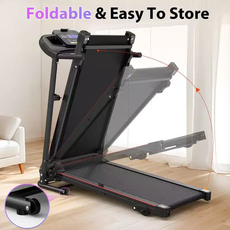 NAYSAYE Tapis Roulant Inclinabile Pieghevole, Macchina da Corsa/Camminata con Cardiofrequenzimetro e Portabicchieri per Home Gym, Nero, 48.62*25.19*46.65