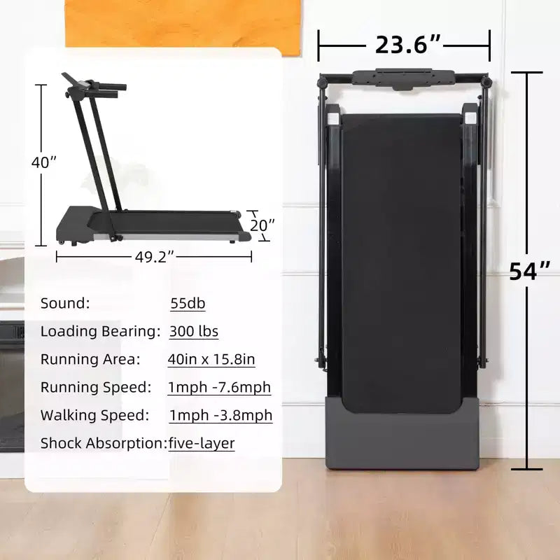 Tapis Roulant Pieghevole da Casa NAYSAYE, Attrezzo Multifunzionale per Camminata e Corsa Fitness, Nero, 49.2*23.6*42.9