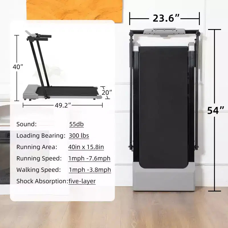 NAYSAYE Tapis Roulant Pieghevole per la Casa, Attrezzatura Multifunzionale per Esercizi di Camminata e Corsa, Grigio, 49.2*23.6*42.9