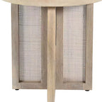 HomeRoots 22 Tavolino Rotondo in Legno Massello Naturale e Rattan