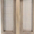 HomeRoots 22 Tavolino Rotondo in Legno Massello Naturale e Rattan