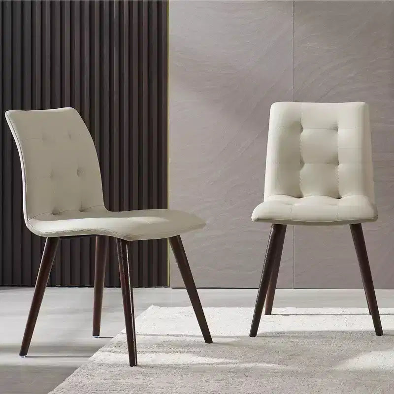 GDFStudio Jadoo Mid-Century Modern Faux Leather Upholstered Dining Chairs (Set of 2)