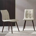 GDFStudio Jadoo Mid-Century Modern Faux Leather Upholstered Dining Chairs (Set of 2)