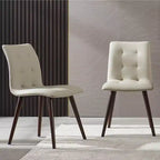 GDFStudio Jadoo Mid-Century Modern Faux Leather Upholstered Dining Chairs (Set of 2)