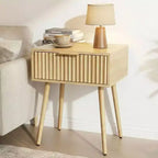 Karl Home Comodino da 48 cm con venature del rovere, truciolato e MDF, melamina e termoformatura, 1 cassetto, gambe alte